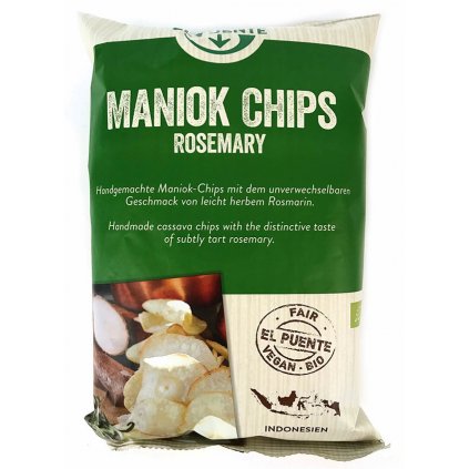 Fair Trade bio maniokové chipsy s rozmarýnem, 100 g