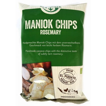Fair Trade bio maniokové chipsy s rozmarýnem, 30 g