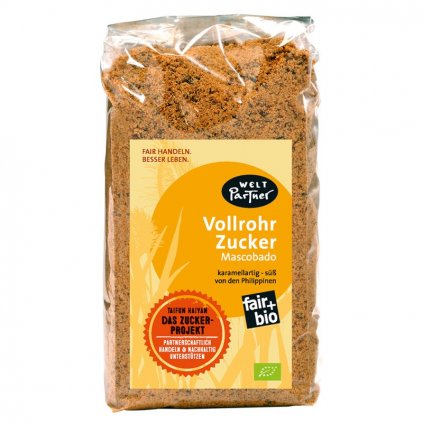 Fair trade bio nekrystalizovaný třtinový cukr Muscovado z Filipín, 1000 g