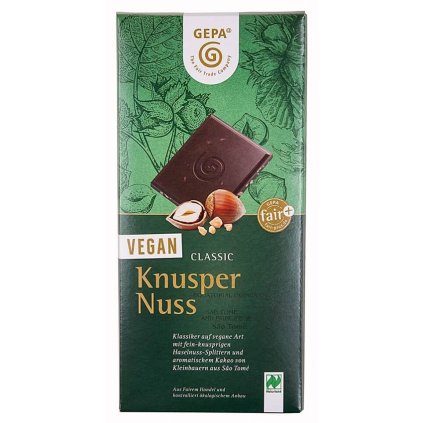 Fair trade bio veganská mléčná čokoláda s lískovými oříšky