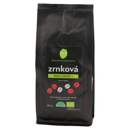 Fair trade bio zrnková káva Peru Gr. 1 arabica, 250 g