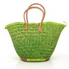 Fair trade ručně pletená stahovací taška z trávy juncus z Madagaskaru, zelená