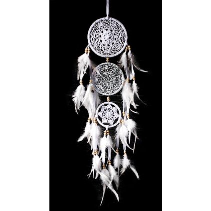 EXTRA velký bílý háčkovaný lapač snů