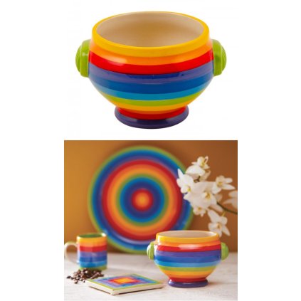 Duhová keramická miska na polévku STRIPPY z Thajska