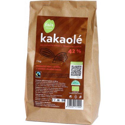 Fair trade bio rozpustné instantní kakao Kakaolé 42%, 1 kg