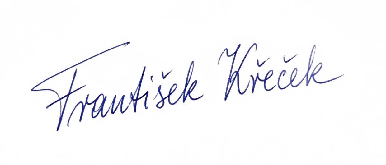 Podpis Františka, zakladatele značky Fajanela