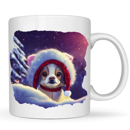 Hrneček - Vánoční motiv pejsek s čepicí