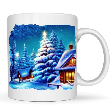 Hrneček - Vánoční motiv (stromek s chaloupkou)