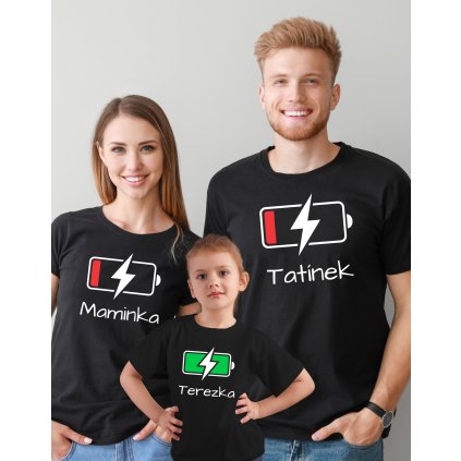 Rodinný set triček - Vybité baterky v2