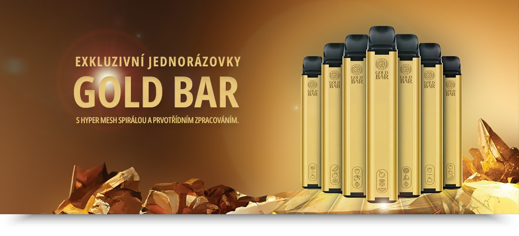 Jednorázová elektronická cigareta Gold Bar, banner.