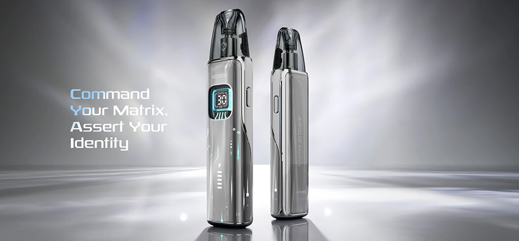 Kompletní obsah balení VooPoo Argus Matrix s příslušenstvím a cartridge