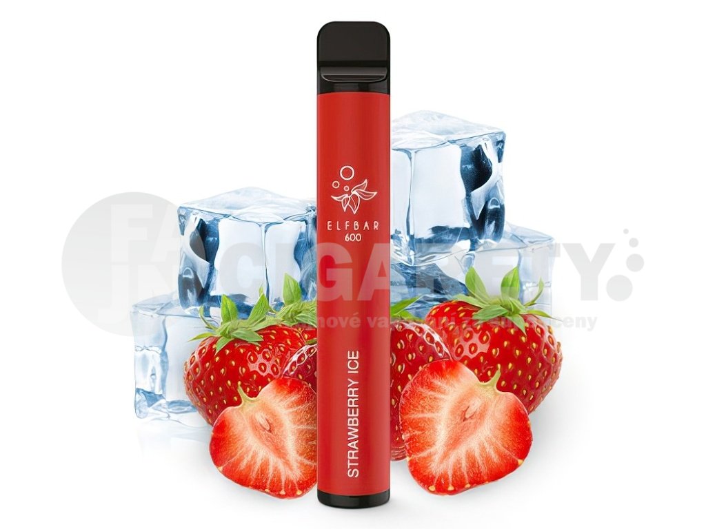 Elf Bar 600 - 20mg - Strawberry ICE (Svěží jahoda), produktový obrázek.