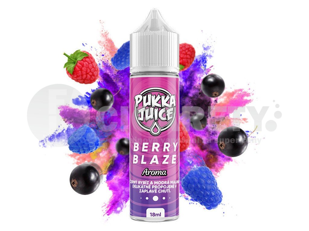 Pukka Juice - Shake & Vape - Berry Blaze (Chladivý černý rybíz a modrá malina) - 18ml, produktový obrázek.