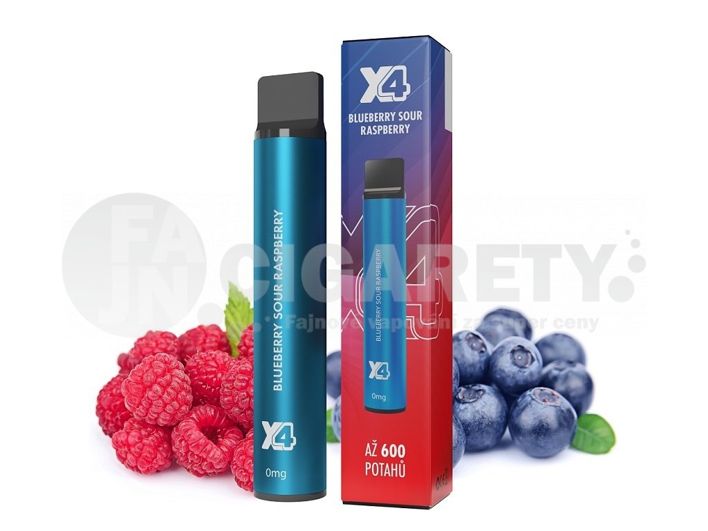 X4 Bar - 0mg - ZERO - Blueberry Sour Raspberry (Borůvka a malina), produktový obrázek