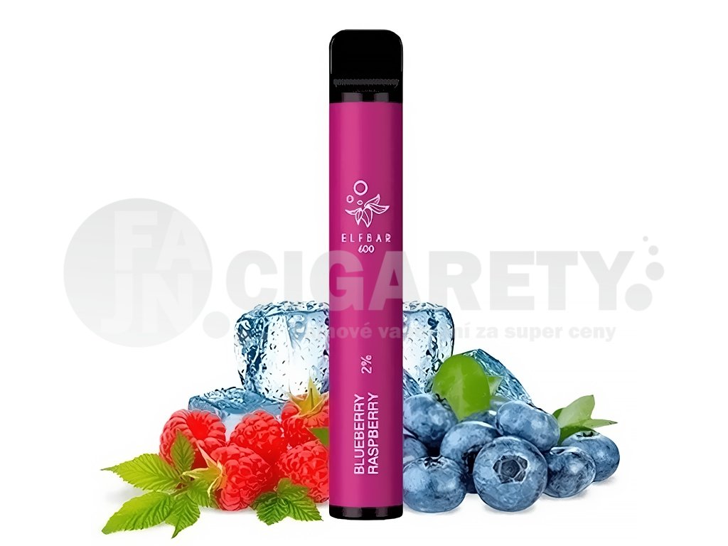 Elf Bar 600 - 20mg - Blueberry Raspberry (Borůvka, malina), produktový obrázek.