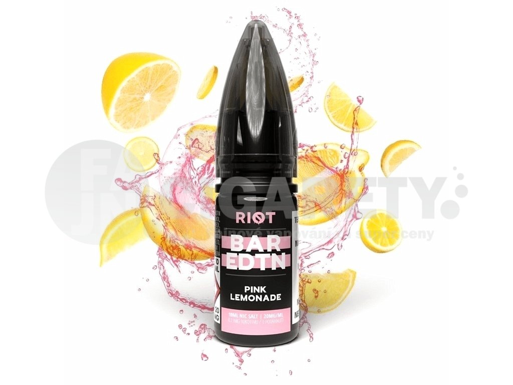 Riot BAR EDTN - Salt e-liquid - Pink Lemonade - 10ml - 20mg, produktový obrázek.
