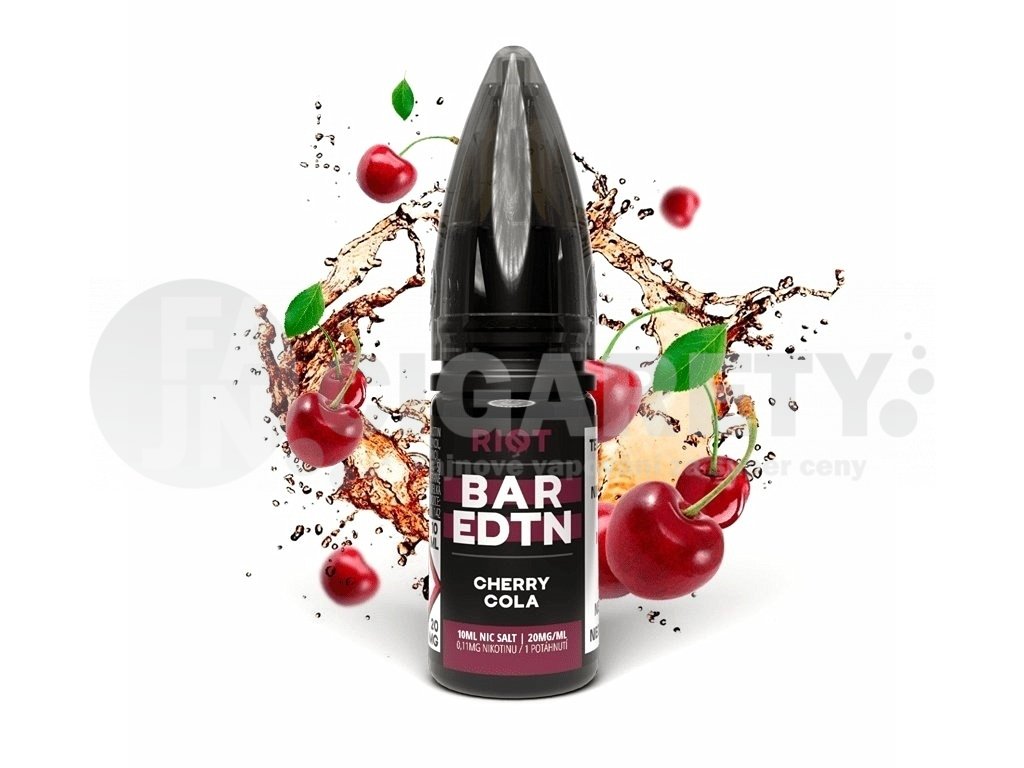 Riot BAR EDTN - Salt e-liquid - Cherry Cola - 10ml - 20mg, produktový obrázek.