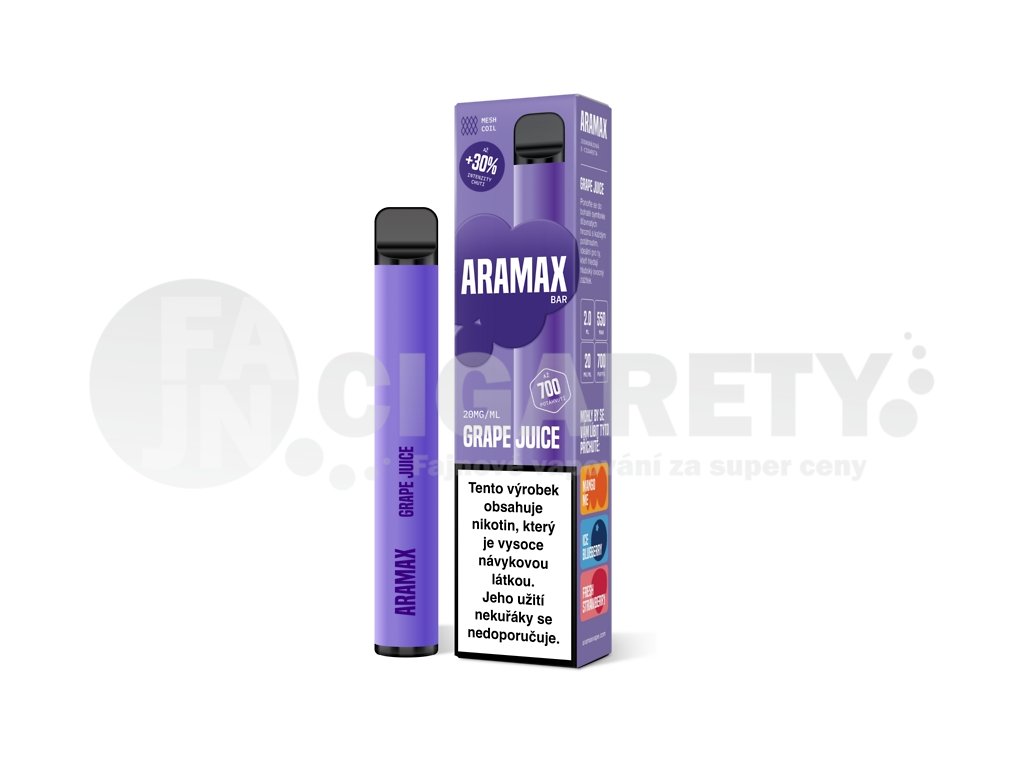 Aramax Bar 700 - Grape Juice - 20mg, produktový obrázek.