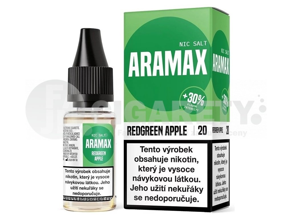 Aramax - Salt e-liquid - RedGreen Apple - 10ml - 20mg, produktový obrázek.