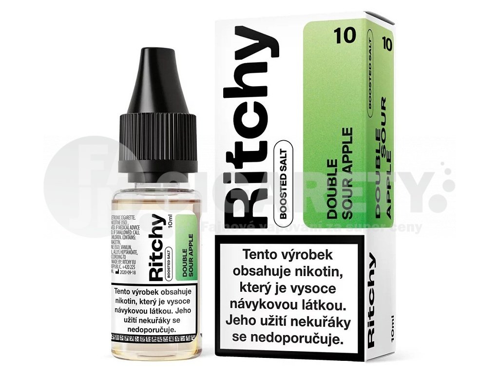 Ritchy - Salt e-liquid - Double Sour Apple - 10ml - 10mg, produktový obrázek.