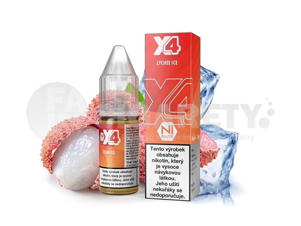 X4 Bar Juice Salt - E-liquid - Lychee ICE (Chladivé liči) - 10mg, produktový obrázek.