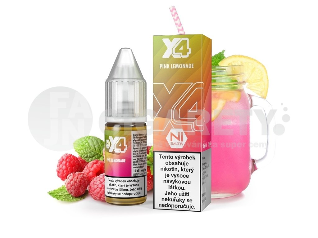 X4 Bar Juice Salt - E-liquid - Pink Lemonade (Růžová limonáda) - 20mg, produktový obrázek.