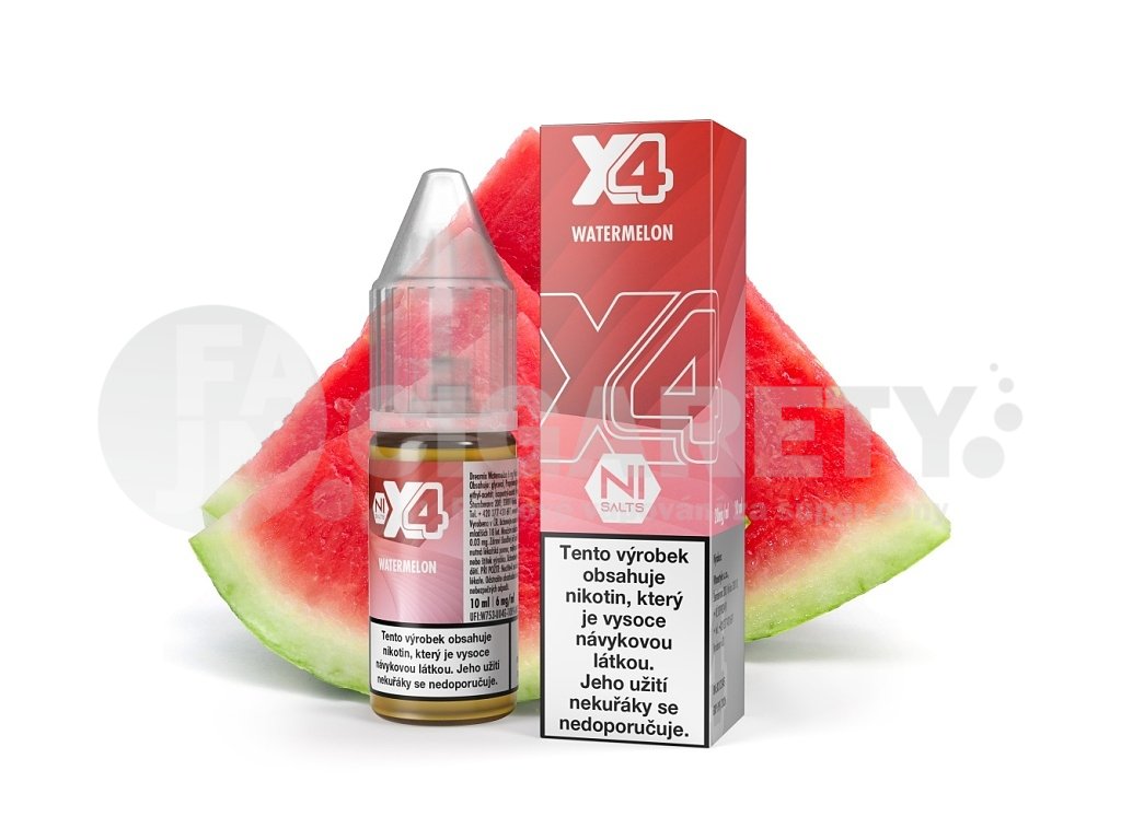 X4 Bar Juice Salt - E-liquid - Watermelon (Vodní meloun) - 10mg, produktový obrázek.