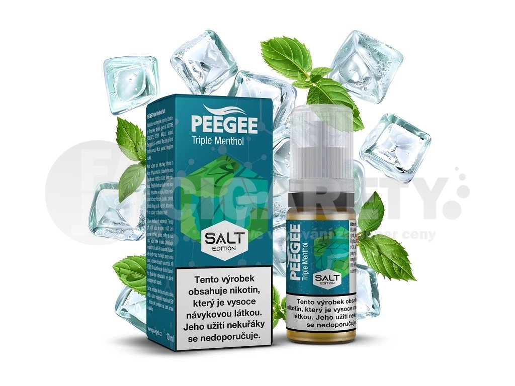 PEEGEE Salt - E-liquid - Trojitý mentol - 20mg, produktový obrázek.