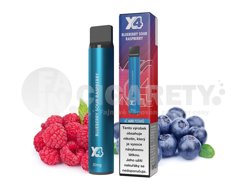 X4 Bar - 20mg - Blueberry Sour Raspberry, produktový obrázek.