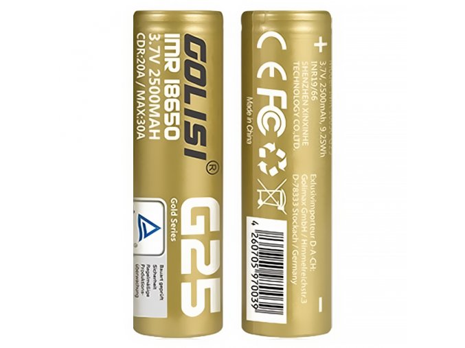 Baterie Golisi G25 18650 2500mAh 20A / 30A