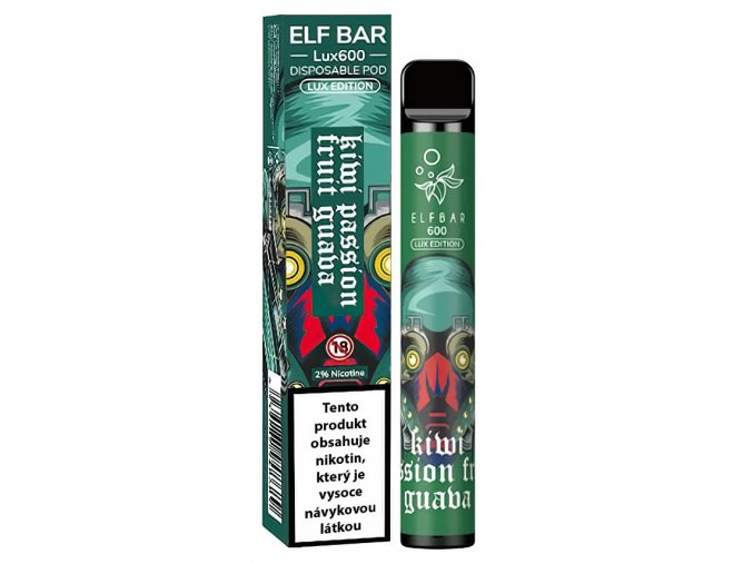 Elf Bar 600 Lux Edition - 20mg - Kiwi Passion Fruit Guava (Kiwi, Marakuja, Kvajáva), produktový obrázek.