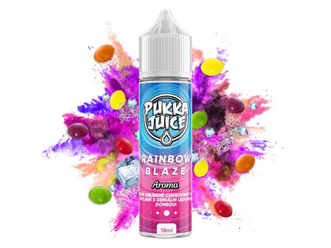 Pukka Juice - Shake & Vape - Rainbow Blaze (Ovocné bonbony s cooladou) - 18ml, produktový obrázek.