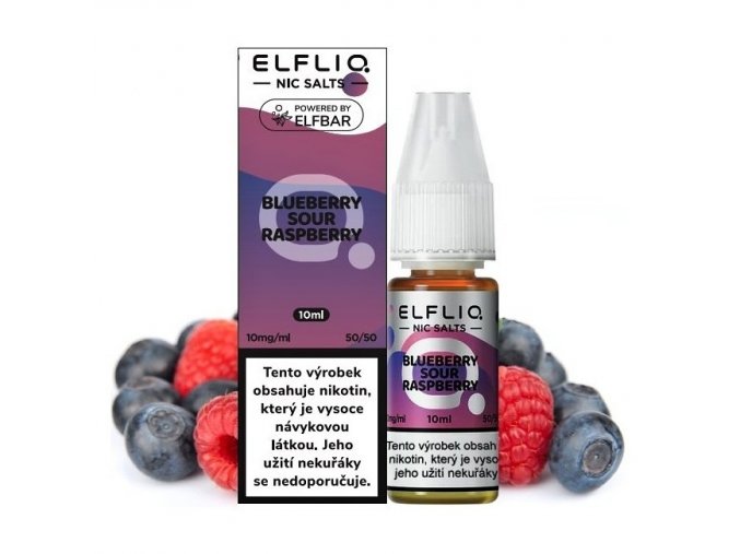 Elf Bar Elfliq - Salt e-liquid - Blueberry Sour Raspberry - 10ml - 10mg, produktový obrázek.