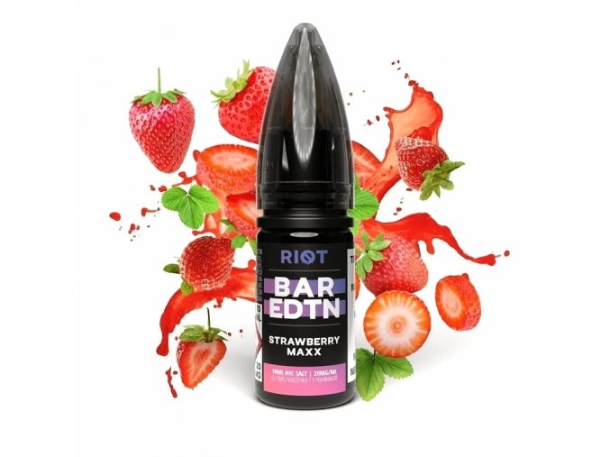 Riot BAR EDTN - Salt e-liquid - Strawberry Maxx - 10ml - 10mg, produktový obrázek.
