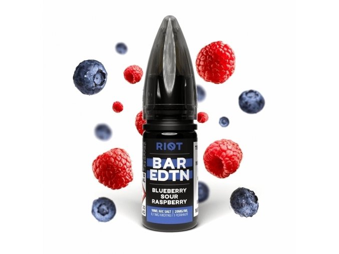 Riot BAR EDTN - Salt e-liquid - Blueberry Sour Raspberry - 10ml - 20mg, produktový obrázek.