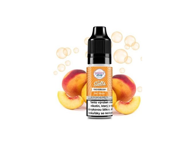 Dinner Lady Salt Peach Bubblegum (Broskvová žvýkačka) 10ml intenzita nikotinu 20mg