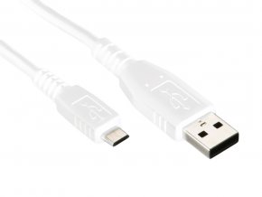 Univerzální USB-MICRO USB kabel bílý, produktový obrázek.