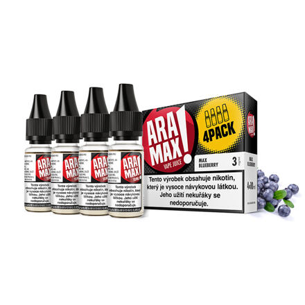 E-liquid Aramax 4x10ml / 3mg: Borůvka (Max Blueberry)