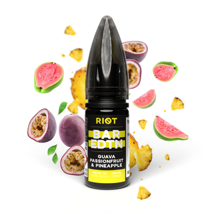 E-liquid Riot BAR EDTN Salt 10ml / 20mg: Guava Passionfruit Pineapple (Guava, marakuja a ananas)