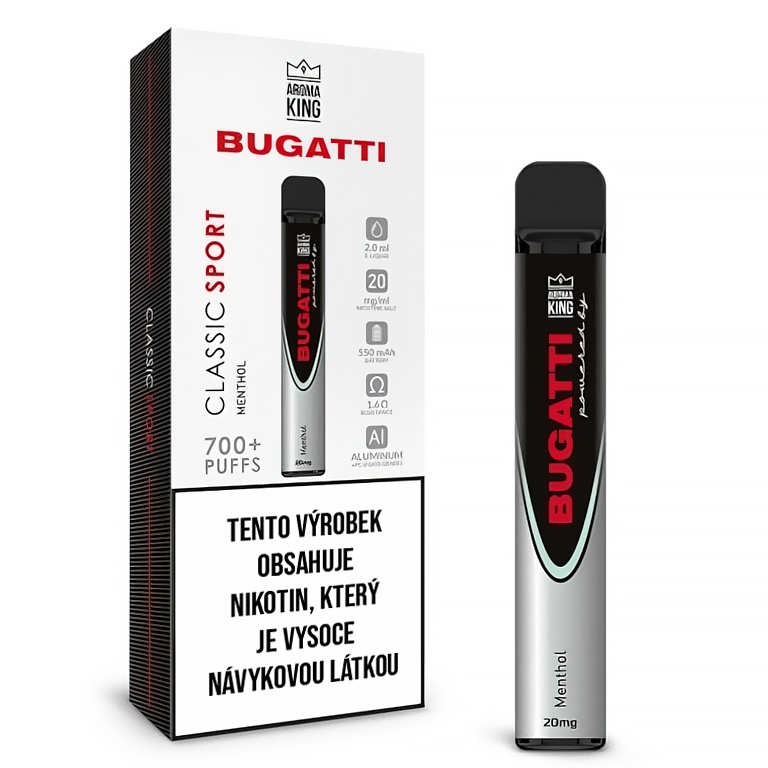 AROMA KING BUGATTI CLASSIC SPORT MENTHOL 20 MG 700+ POTAŽENÍ 1 KS