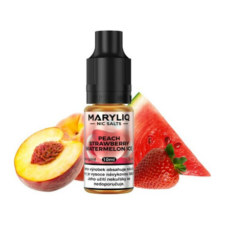 Lost Mary Maryliq Salt Peach Strawberry Watermelon Ice (Broskev, jahoda a vodní meloun) 10ml intenzita nikotinu 20mg