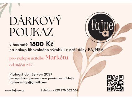 Dárkový poukaz na  nákup v hodnotě 1800 Kč