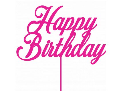 Dekorace na dort, Happy Birthday, růžová