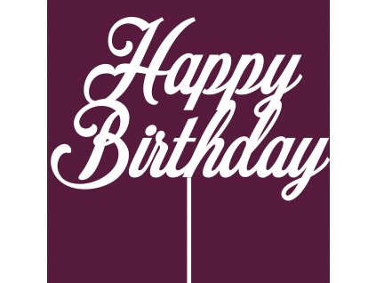 Dekorace na dort, Happy Birthday, bílá