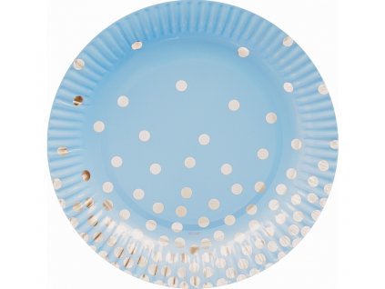 Papírové talíře modré konfety stříbrné 18cm, 6ks