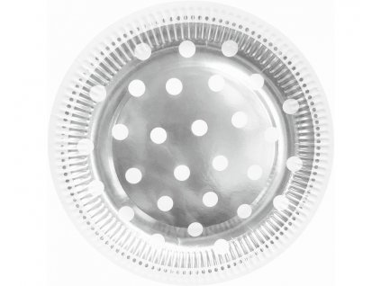 Papírové talíře ve stříbrné metalické barvě 23cm, 6ks
