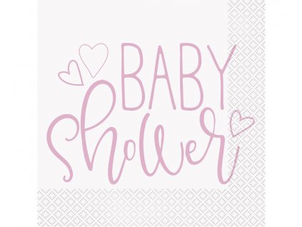 Papírové ubrousky, Baby Shower růžové 16ks