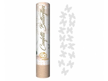 Konfety vystřelovací, bílí motýlci 30cm