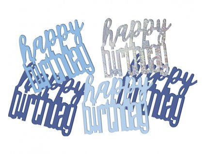 Konfety fóliové, Happy Birthday modré