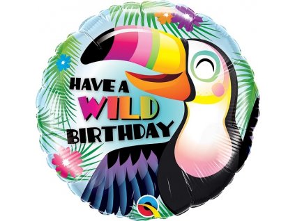 Fóliový balónek kruh 46cm, Tukan wild birthday